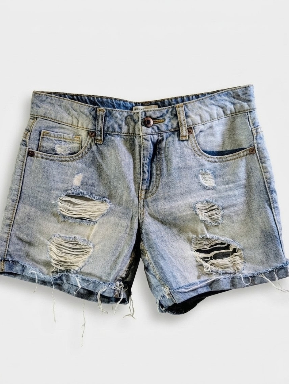 Forever 21 Premium Denim Distressed Rigid Cut-Offs Size 24